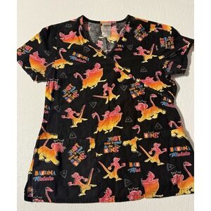 The Lion King Hakuna Matata Simba Nala Pumba Timon Nurse Scrub Top Womens Sz XS